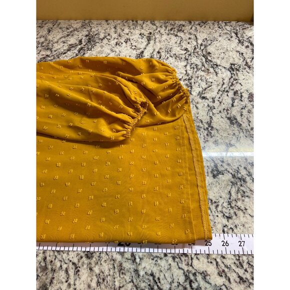 Shein Textured Blouse XL Mustard Yellow Long Sleeve Button Front Boho Fall Style - Picture 8 of 9